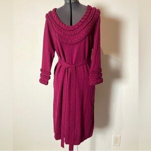 Diane Von Furstenberg Wool MIDI Knit Dress Size L Maroon